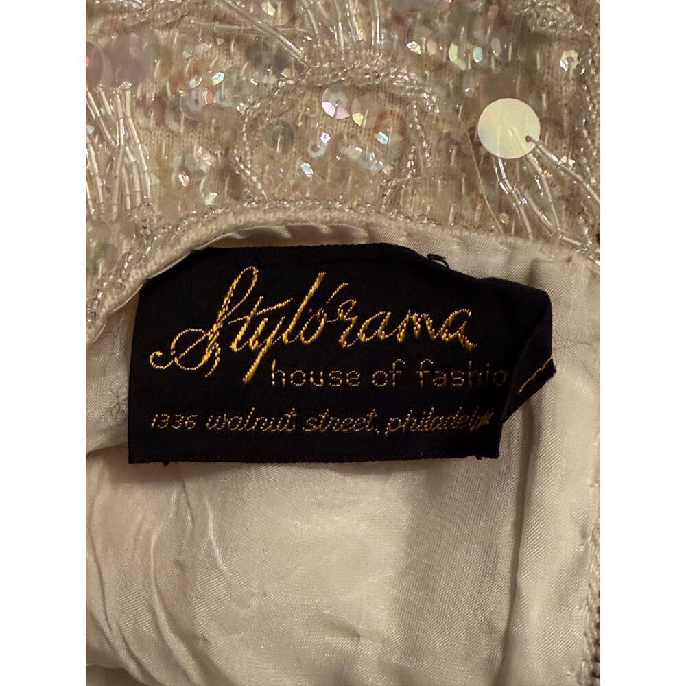 Vintage Lillie Rubin Champagne Beaded Fringe Embellished Evening Shell 36 (S) - Picture 5 of 7